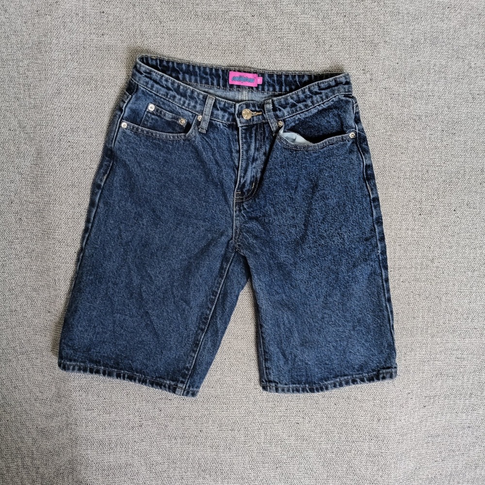 Edikted Denim Shorts Women XS Dark Wash Excellent High Rise Relaxed Long Length